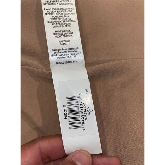 NWT Dress The Population Navy Nicole Lace Sheath Midi Dress  Women's Size L - Picture 11 of 13